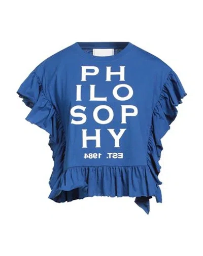 Philosophy Di Lorenzo Serafini Woman T-shirt Blue Size M Cotton