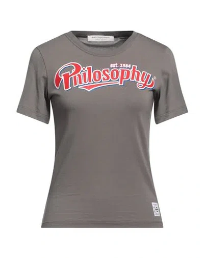 Philosophy Di Lorenzo Serafini Woman T-shirt Lead Size M Cotton In Grey