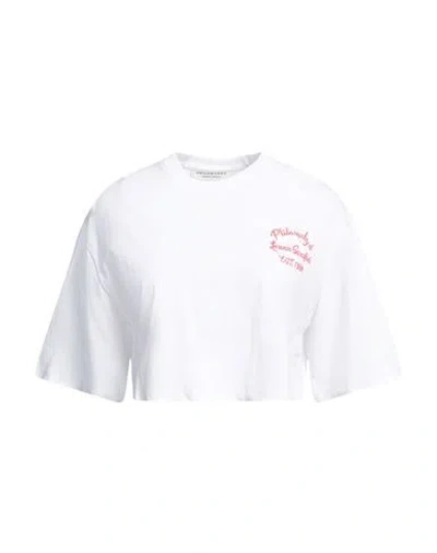 Philosophy Di Lorenzo Serafini Kurzes T-shirt Aus Baumwolle Mit Logo In Rot,weiss