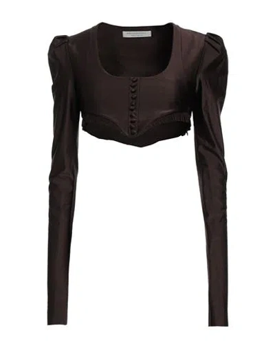 Philosophy Di Lorenzo Serafini Woman Top Dark Brown Size 8 Polyamide, Elastane