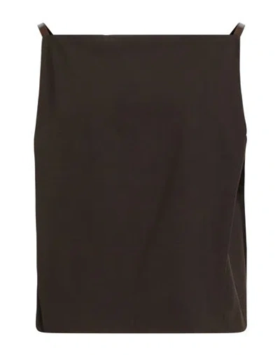 Philosophy Di Lorenzo Serafini Woman Top Dark Brown Size 8 Polyester, Virgin Wool, Elastane In Multi