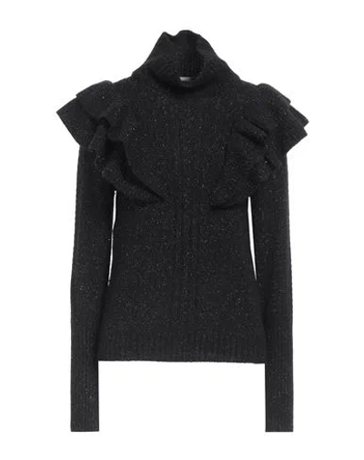 Philosophy Di Lorenzo Serafini Woman Turtleneck Black Size 8 Cashmere, Wool, Polyamide, Metallic Fib