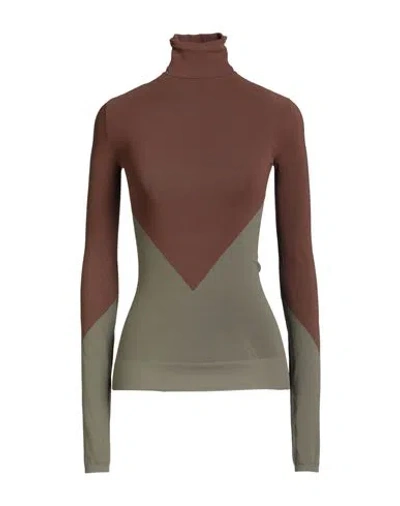 Philosophy Di Lorenzo Serafini Woman Turtleneck Chocolate Brown Size 8 Polyamide, Elastane