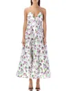 Philosophy Di Lorenzo Serafini Flower Print Taffeta Long Dress In Purple