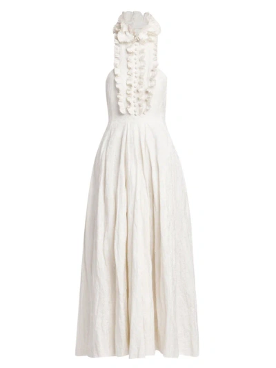 Philosophy Di Lorenzo Serafini Women's Inox Cotton Jacquard Halter Dress In White