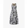 Philosophy Di Lorenzo Serafini Abstract-print Scoop-neck Stretch-woven Midi Dress In Multi Grey