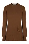 Philosophy Di Lorenzo Serafini Piercing Long-sleeve Wool-cashmere Sweater In Camel