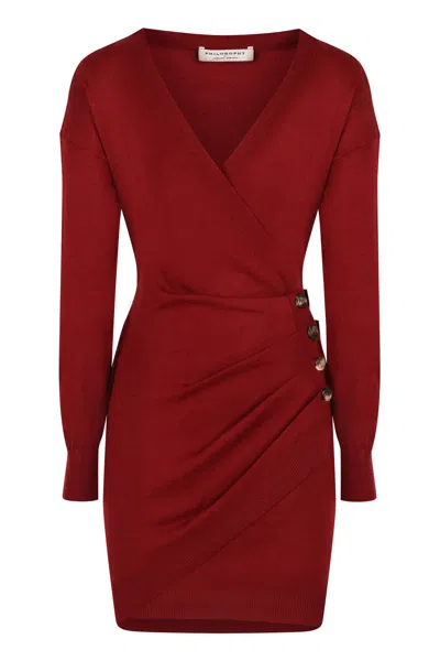 Philosophy Di Lorenzo Serafini Wool-blend Dress In Red