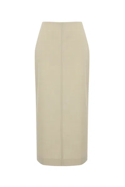 Philosophy Di Lorenzo Serafini Wool Blend Melange Effect Skirt In Beige