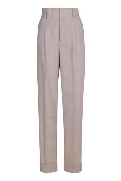 PHILOSOPHY DI LORENZO SERAFINI MELANGE LIGHT GREY STRETCH WOOL BLEND PANT
