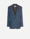 PHILOSOPHY DI LORENZO SERAFINI WOOL TWILL JACKET IN BLUE/BURGUNDY