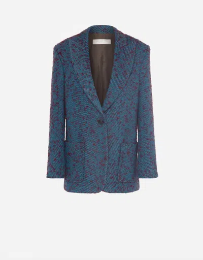 Philosophy Di Lorenzo Serafini Wool Twill Jacket In Blue/burgundy In Multi