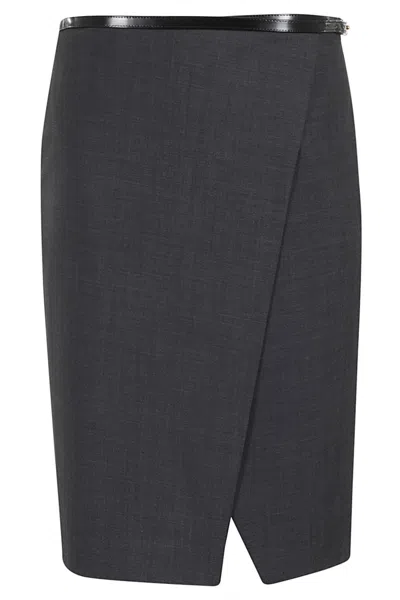 Philosophy Di Lorenzo Serafini Wrap-around Wool-blend Skirt In Grey