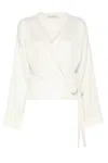 Philosophy Di Lorenzo Serafini Wrap Design Shirt With Deep V-neckline In Neutral