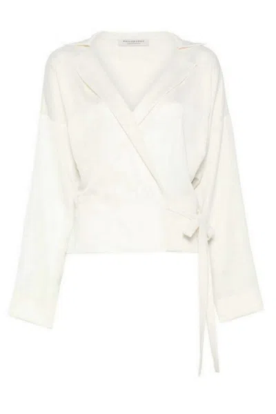 PHILOSOPHY DI LORENZO SERAFINI PHILOSOPHY DI LORENZO SERAFINI WRAP DESIGN SHIRT WITH DEEP V-NECKLINE