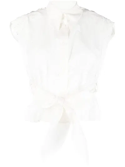 Philosophy Di Lorenzo Serafini Wraparound Cotton Blouse In Weiss