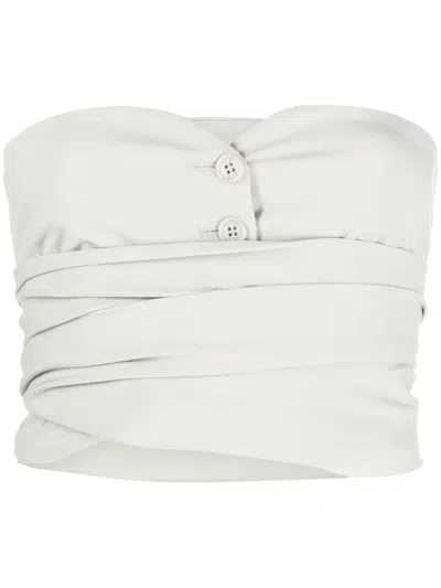 Philosophy Di Lorenzo Serafini Wraparound Strapless Cropped Top In Grey