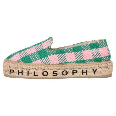 Pre-owned Philosophy Di Lorenzo Serafini X Manebí Gingham-check Logo Espadrilles In Sand