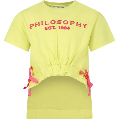 Philosophy Di Lorenzo Serafini Kids' Yellow T-shirt For Girl With Logo
