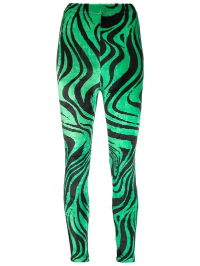 Philosophy Di Lorenzo Serafini Zebra-print Elasticated-waist Leggings In Green