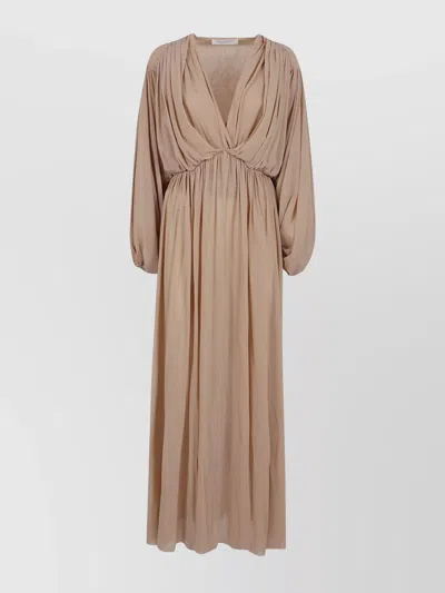 Philosophy Draped Balloon Sleeve Dress With Flowing Skirt