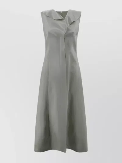 Philosophy Draped Neckline Sleeveless Midi Dress In Gray