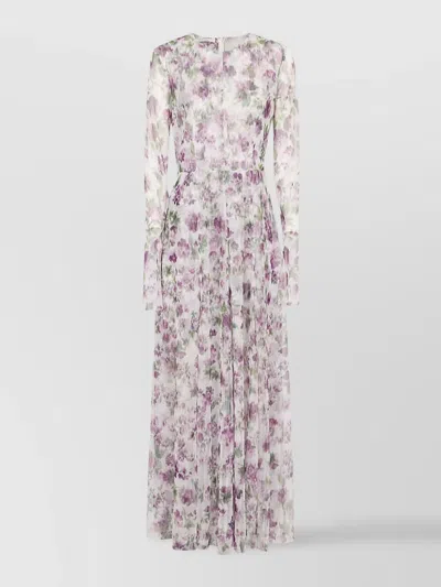 Philosophy Floral Tiered Maxi Dress With Sheer Sleeves In Purple