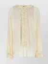 Philosophy Di Lorenzo Serafini Georgette Shirt With Ruffled Cuffs And Neckline