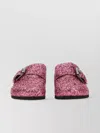 Philosophy Di Lorenzo Serafini Glitter Sandals Buckle Flat Sole In Pink