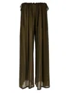 Philosophy Di Lorenzo Serafini Sheer Wide Leg Trousers With Drawstring Detail In Green