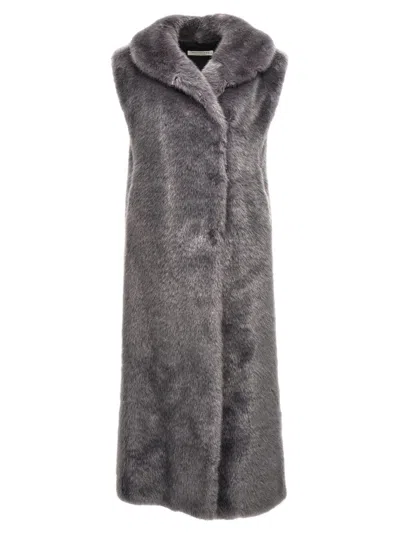 PHILOSOPHY GREY EXTRA LONG FUR VEST