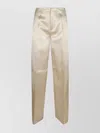 Philosophy Di Lorenzo Serafini High Waist Pleated Front Satin Finish Trousers In Neutrals
