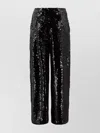 Philosophy High Waist Sequin Embellished Wide Leg Trousers In Red