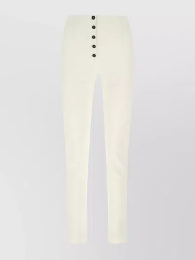Philosophy High-waisted Slim Fit Pant With Button Detail In White