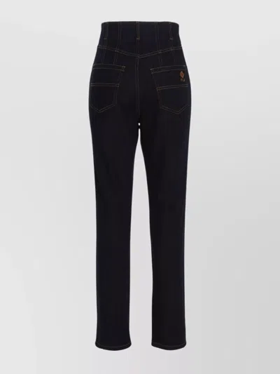 Philosophy High-waisted Stretch Jeans Back Pockets In Blue
