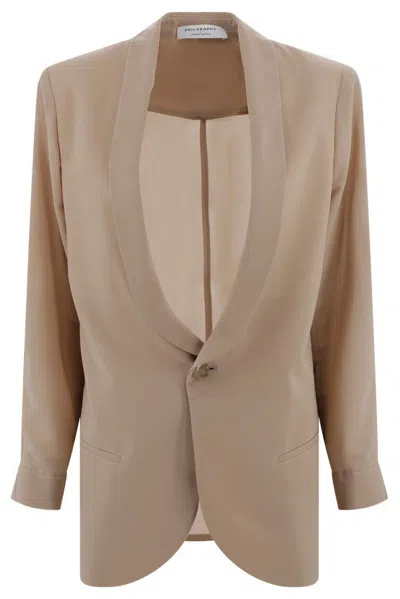 Philosophy Di Lorenzo Serafini Ivory Polyester Blend Blazer In Brown