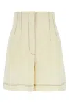 Philosophy Di Lorenzo Serafini High-waisted Pleated Shorts Contrast Stitching In Nude