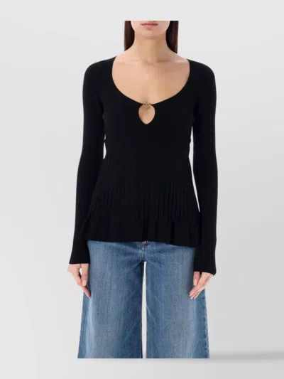 Philosophy Knitwear Flared Hem Keyhole Detail In Black