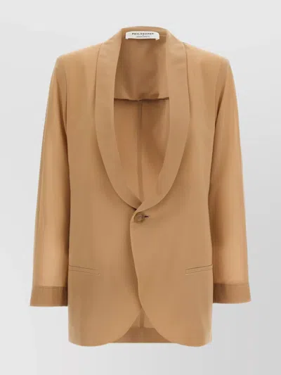 Philosophy Lapel Blazer With Sleeves And Pockets In Brown