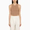 PHILOSOPHY PHILOSOPHY LIGHT BROWN CROPPED RIBBED TOP