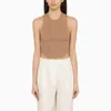 PHILOSOPHY PHILOSOPHY LIGHT BROWN CROPPED RIBBED TOP