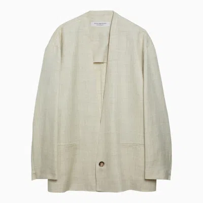 Philosophy Light Yellow Single Breasted Jacket In Linen Blend In Grey