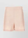Philosophy Di Lorenzo Serafini Linen Blend High Waist Shorts With Textured Fabric In Beige