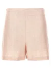 Philosophy Di Lorenzo Serafini Linen Blend High Waist Shorts With Textured Fabric