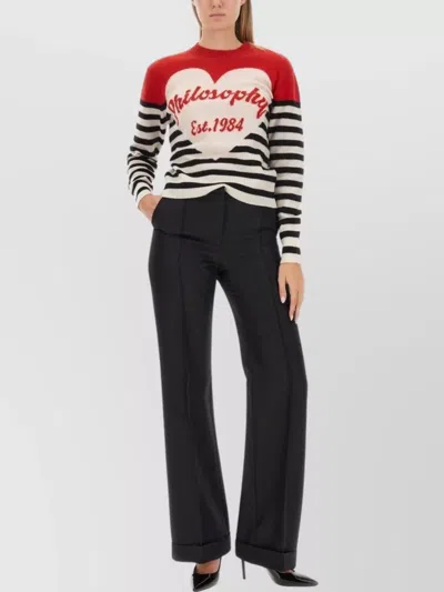 PHILOSOPHY DI LORENZO SERAFINI LOGO HEART STRIPED KNITWEAR