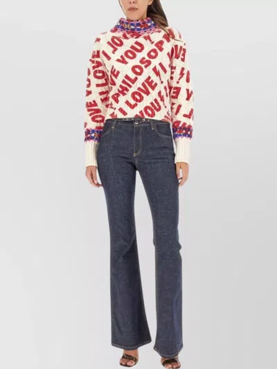 Philosophy Love Graphic Knit High Neck Sweater
