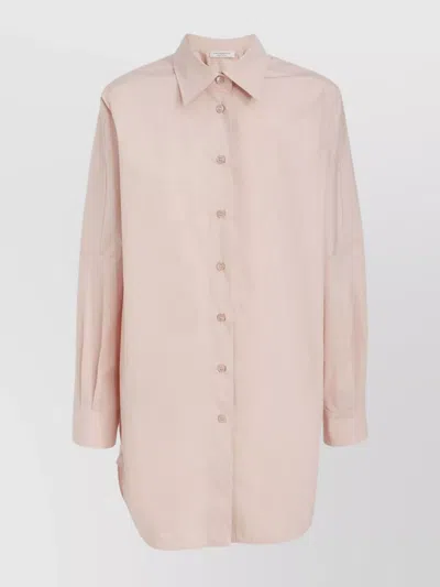 Philosophy Oversized Cotton Poplin Shirt With Collared Neck In Pink