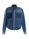 Philosophy Patchwork Denim Shirt In Blue