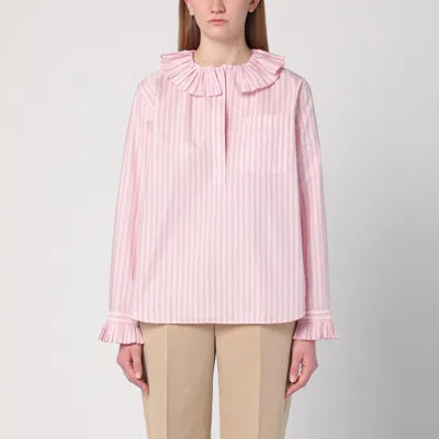 Philosophy Pink Striped Blouse With Ruffles