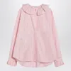 Philosophy Pink Striped Blouse With Ruffles
